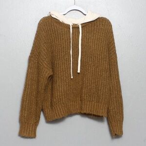 Aerie offline nwt cotton hood brown soft fuzzy sweater Small